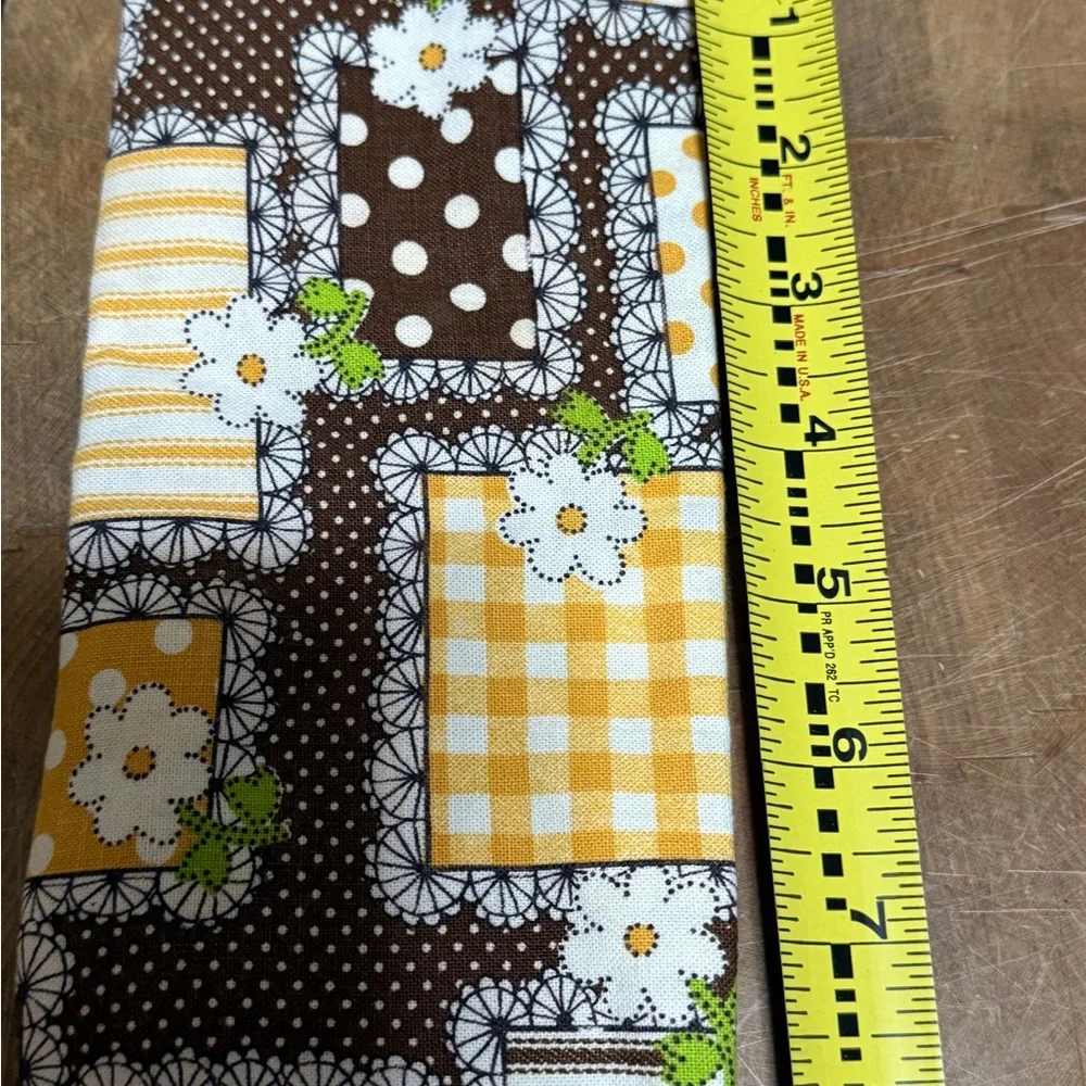 Vintage Brown and Yellow Floral Patchwork Napkins Set of 6